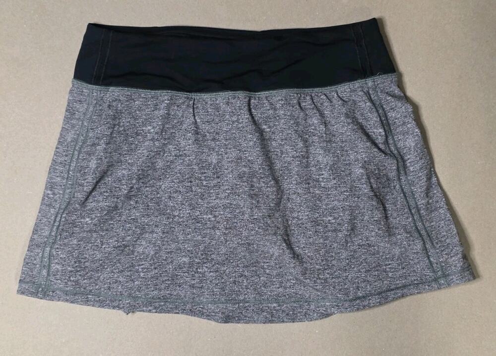 Lululemon Pace Rival Skort Heather Grey Black Size 4 Tall MidRise Tennis Pockets